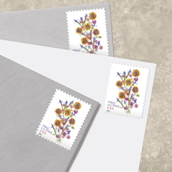 100 Sunflower‎ Bouquet Forever 2 Ounce Postage Stamps USPS Wedding Invitations - Picture 3 of 8